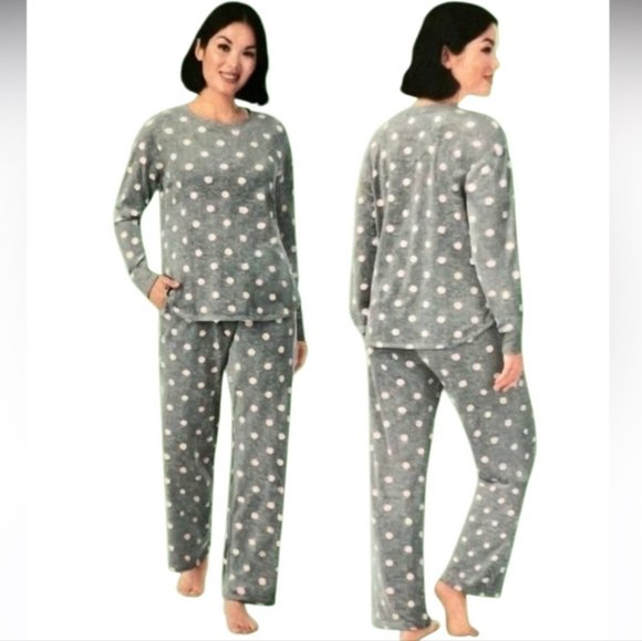 kate spade Other - XL: Kate Spade Soft Fleece 2 piece Pajama set Grey With Pink Dots
